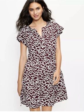 NWT Ann Taylor Loft Side Tie Dolman Dress Size Medium Petite Red Raisin 611